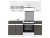 Junona Line kjøkkensett - Hvit/Grå - 180 cm