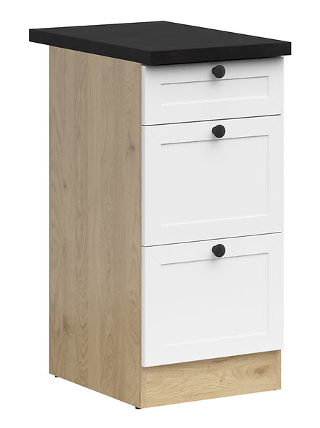 Junona Line - Underskap 40 cm - Skuffer - m. benkeplate - Hvit/Eik