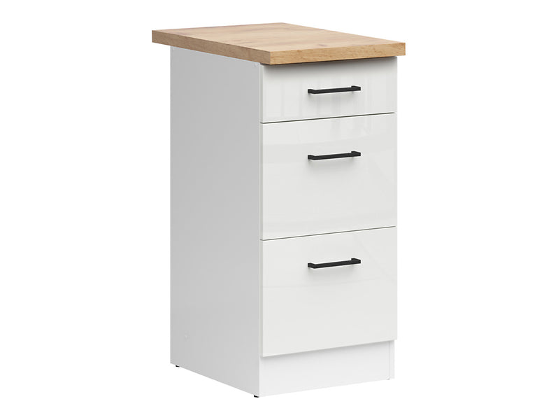 Junona Line - Underskap 40 cm - Skuffer - m. benkeplate - Hvit Glans