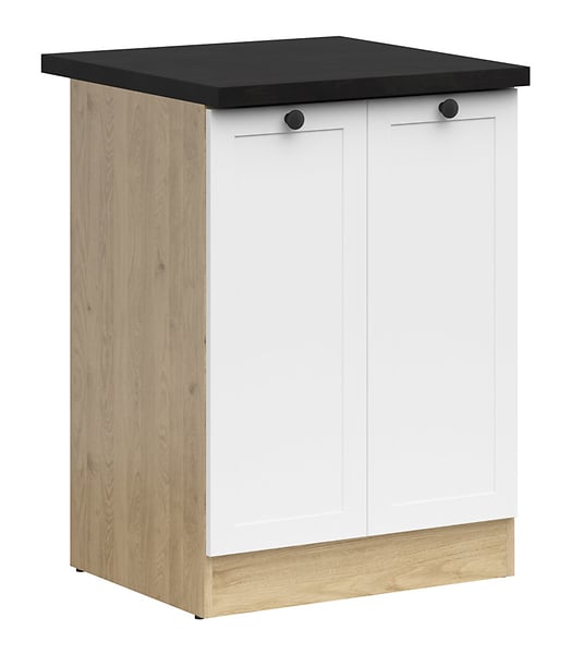 Junona Line - Underskap 60 cm - 2 Dørerer - m. benkeplate - Hvit/Eik