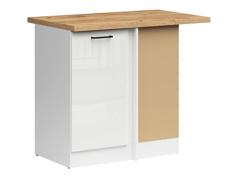 Junona Line - Hjørneskap 60 cm - Høyre - m. benkeplate - Hvit Glans