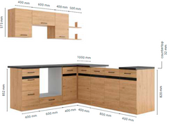 Junona Line kjøkkensett - Somona Eik - 220x200 cm - Venstre