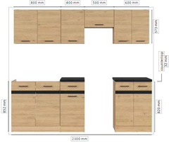 Junona Line kjøkkensett - Hvit - 230 cm