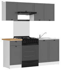 Junona Line kjøkkensett - Grafitt/Hvit - 180 cm