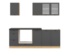 Junona Line kjøkkensett - Grafitt/Eik - 220 cm