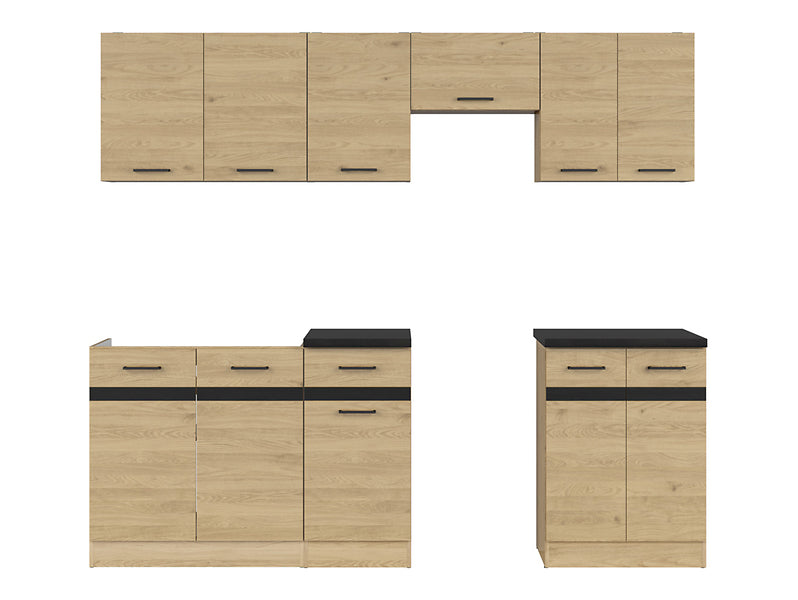 Junona Line kjøkkensett - Bernstein Eik - 230 cm