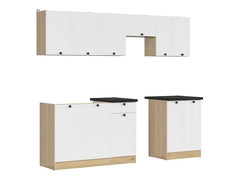 Junona Line kjøkkensett - Hvit/Eik - 240 cm