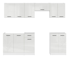 Junona Line kjøkkensett - Hvit Glans - 240 cm