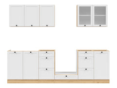 Junona Line kjøkkensett - Hvit/Eik - 260 cm