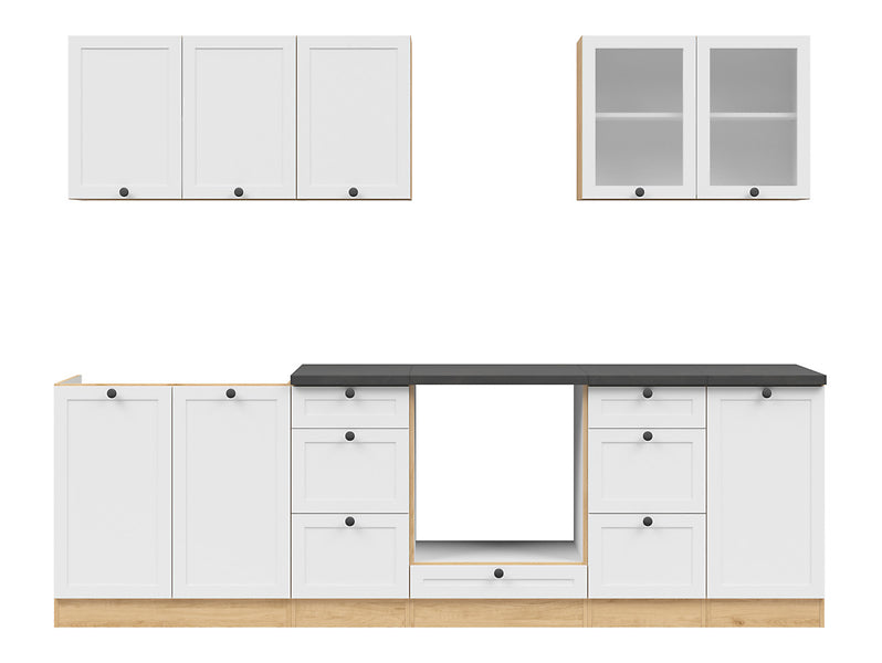 Junona Line kjøkkensett - Hvit/Eik - 260 cm