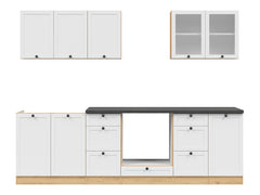 Junona Line kjøkkensett - Hvit/Eik - 260 cm