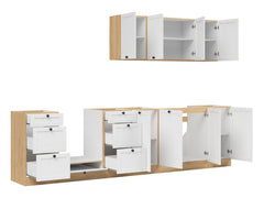 Junona Line kjøkkensett - Hvit/Eik - 300 cm