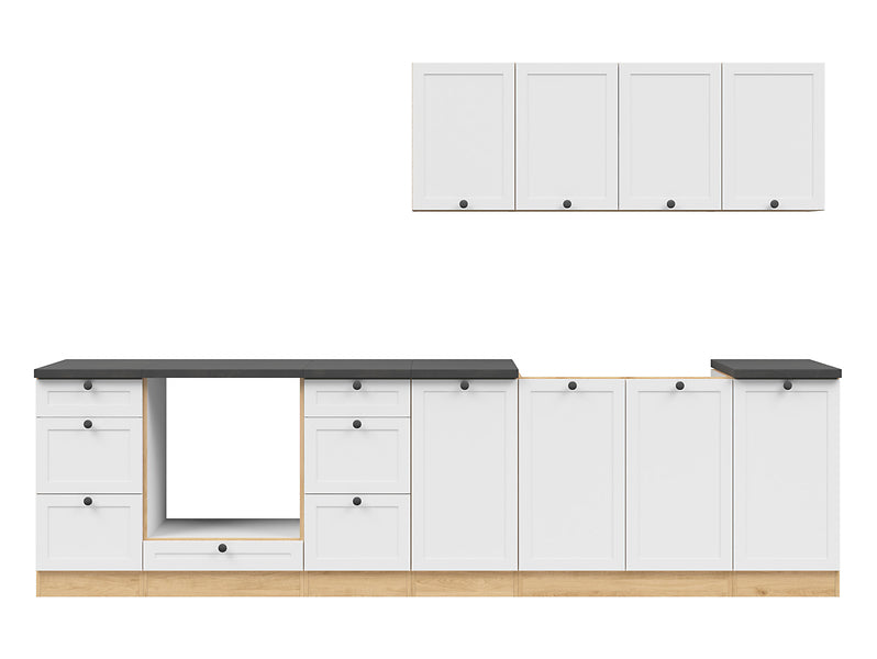 Junona Line kjøkkensett - Hvit/Eik - 300 cm