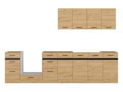Junona Line kjøkkensett - Bernstein Eik - 300 cm