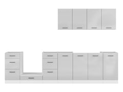 Junona Line kjøkkensett - Grå Glans - 300 cm