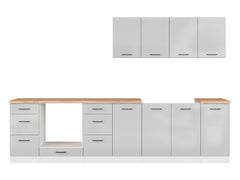 Junona Line kjøkkensett - Grå Glans - 300 cm