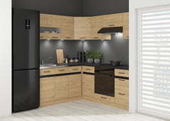 Junona Line kjøkkensett - Bernstein Eik - 180x200 cm - Høyre