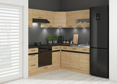 Junona Line kjøkkensett - Bernstein Eik - 180x200 cm - Venstre