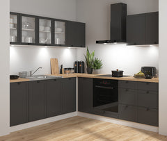 Junona Line kjøkkensett - Grafitt/Hvit - 220x240 cm