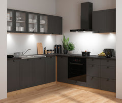 Junona Line kjøkkensett - Grafitt/Eik - 220x240 cm
