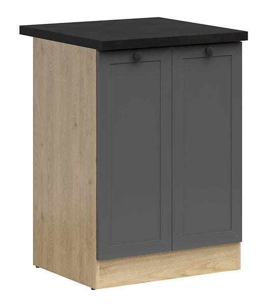 Junona Line - Underskap 60 cm - 2 Dørerer - m. benkeplate - Grafitt/Eik