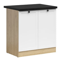Junona Line - Underskap 80 cm - 2 Dørerer - m. benkeplate - Hvit/Eik